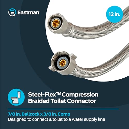 Eastman 12 Inch Flexible Toilet Connector, 7/8 Inch Ballcock x 3/8 Inch Compression, Stainless Steel Braided Hose, 48088 - size: 12 in. L x 7/8 in. B/C x 3/8 in. Comp