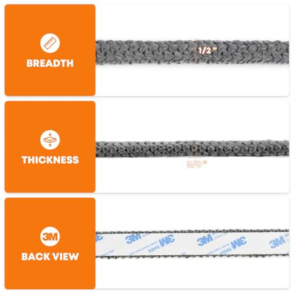 Stanbroil Stove Gasket Tape, 1/2" Width, 3/8" Thick, 72" Length - size: 1/2" Wide - 3/8" Thick
