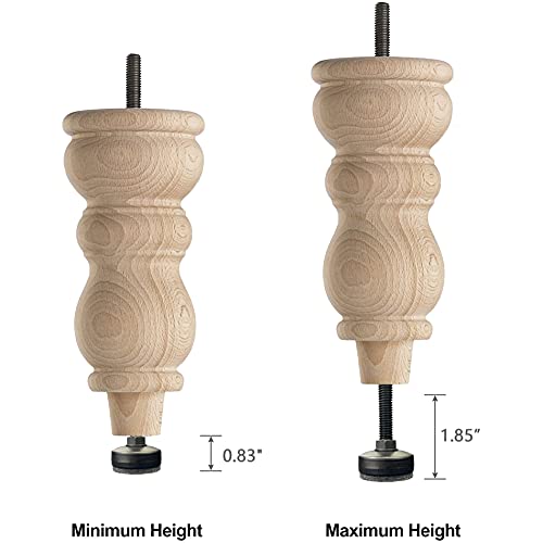 3/8" Threaded Leveling Feet Adjustable Table/Furniture Feet Levelers Screw on Heavy Duty Desk/Chair/Cabinet/Dresser/Bench Leg Leveler Screw in with Threaded Inserts(3/8-16,Large Base,Black,4 Pack) - color: 4 Sets