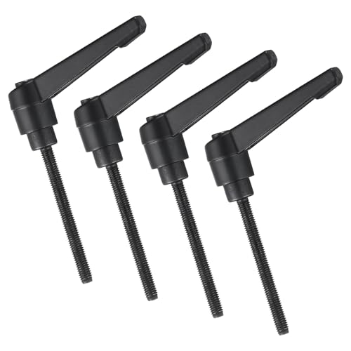 uxcell 4pcs Clamping Lever Handles, M5 x 50mm Black Oxide Carbon Steel Threaded Male Stud, Adjustable Handles Locking Quick Release Ratchet Push Button Bolt Knobs, Black - size: M5 x 50mm