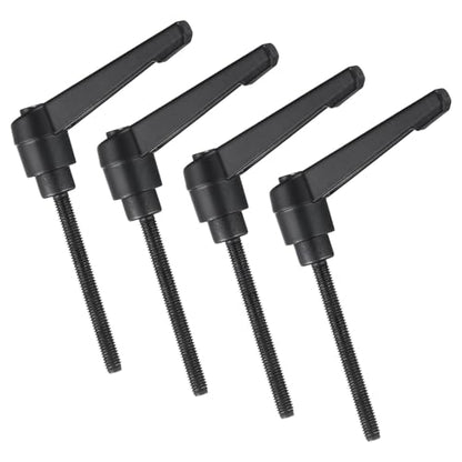 uxcell 4pcs Clamping Lever Handles, M5 x 50mm Black Oxide Carbon Steel Threaded Male Stud, Adjustable Handles Locking Quick Release Ratchet Push Button Bolt Knobs, Black - size: M5 x 50mm