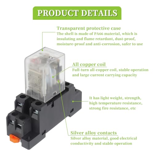 DC 12V Electromagnetic Power Relay JQX-13FL 62PL Coil 8 Pin 10A DPDT LED Indicator with Plug-in Terminal Socket and DIN Slotted Aluminum Rail - size: 8Pin-10A-DC12V