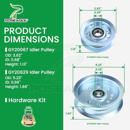 GY21098 42 Inch Deck Rebuild Kit for John Deere D105 D110 D130 - color: A8 2xSpindle+2xGX20367+Idler+BeltA103+Blades+Wheel