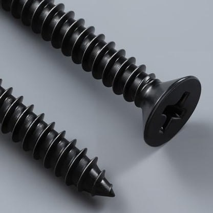Wood Screws Assortment Kit, 289PCS High Hardness Flat Head Wood Screws Set, Assorted Screws,Phillips Drive,Black Dacromet Coated, 7 Sizes (1-1/2”,1-1/4”,1”,3/4”,1/2”) - size: Multiple Sizes (1/2" - 1-1/2")