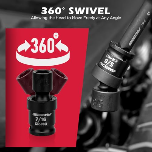 71-Piece 3/8" Drive Master Impact Socket Set, SAE and Metric, 5/16"- 3/4", 8mm - 22mm, Cr-V, Cr-MO, Universal Joint Deep Standard Sockets with Ratchet Handle, Swivel Sockets, Extension Bars, Adapters - size: 71 PCS 3/8"Drive Master