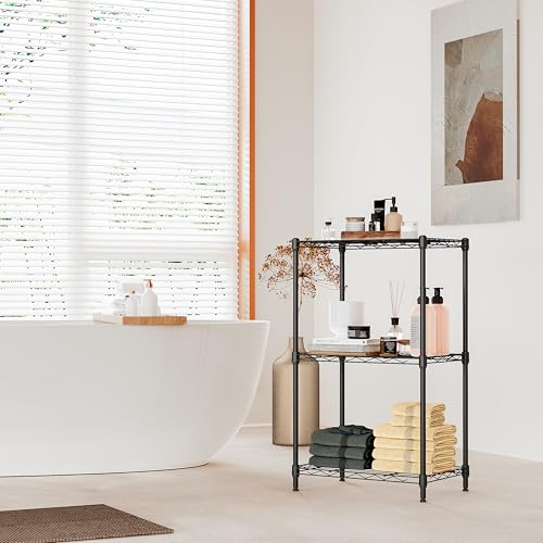 IZEUK 3 Tier Metal Wire Shelving Rack Storage Shelves for Kitchen, Bedroom, Living Room or Laundry Room, Black, 17.7" W x 11.8" D x 28.8" H - color: Black, size: 3Tier，11.8"D × 17.7"W × 28.8"H