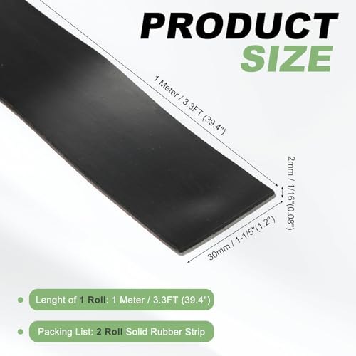 PATIKIL Neoprene Rubber Strip 1-1/5"W x 1/16"T x 3.3FT L Self Adhesive 2Pcs - size: 1-1/5" x 1/16" x 3.3FT