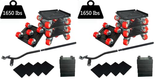 Furniture-Dolly-Furniture-Movers with-5-Wheels, Furniture Sliders Lifters Tool Set for Moving Heavy Duty, Furniture Dollies, Max Capacity 1650Ib Red (Pack of 2) - size: Medium-Red (Pack of 2)