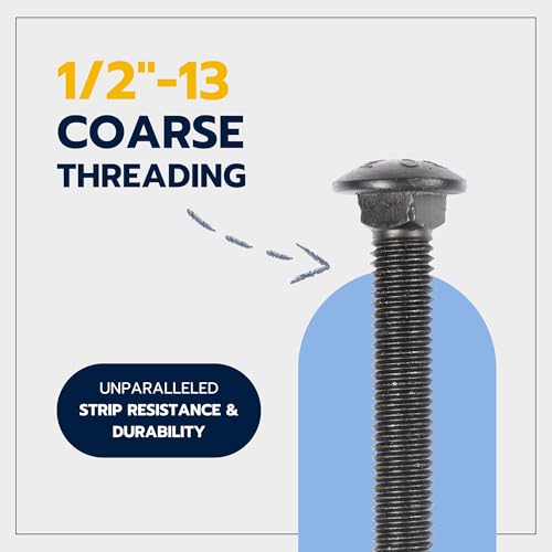 1/2 in. x 5 in. Black Carriage Bolt Kit Includes 12 Bolts, 12 Washers, and 12 Nuts, Ceramic Black Ruspert Coated for Exterior Use - 2X Rust Resistance of Galvanized by Makers Bolt - size: 1/2 x 5