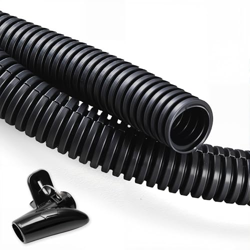 20FT 1/2 inch Wire Loom Split Tubing Auto Wire Conduit Flexible Cover Black - color: Black, size: 20FT 1/2"