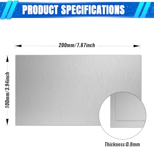 0.8mm Stainless Steel Sheet 4x8 Inch, 430 Magnetic Stainless Steel Plate, 20 Gauge Metal Sheet for Wall, DIY, Crafts, Jewelry, Electrical Repair (2 Pack) - size: 4" x 8"-20 Gauge(0.8mm)