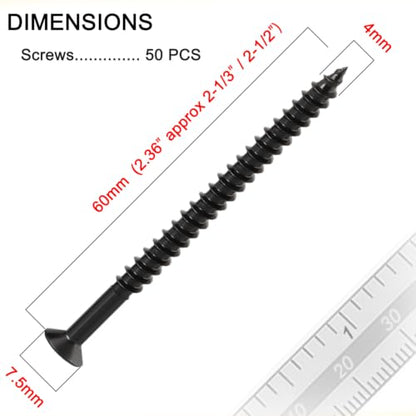 Wood Screws, Flat Head Phillips Self Tapping Screw, #8 x 2-1/2", 50 Pcs - size: #8 x 2-1/2"