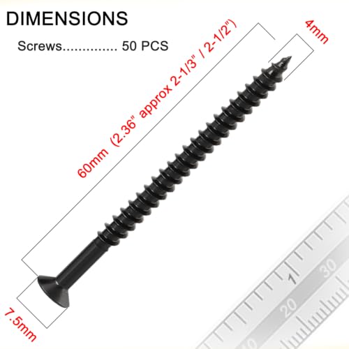 Wood Screws, Flat Head Phillips Self Tapping Screw, #8 x 2-1/2", 50 Pcs - size: #8 x 2-1/2"