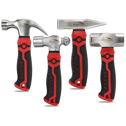 4-Piece Small Hammer Set Stubby Mini Mechanics Hammer Tool - color: 4-piece Set of Ball Peen, Claw, Sledge, and Cross Peen Hammers