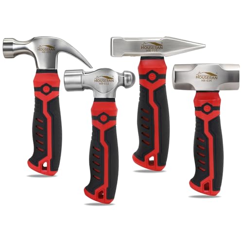 4-Piece Small Hammer Set Stubby Mini Mechanics Hammer Tool - color: 4-piece Set of Ball Peen, Claw, Sledge, and Cross Peen Hammers