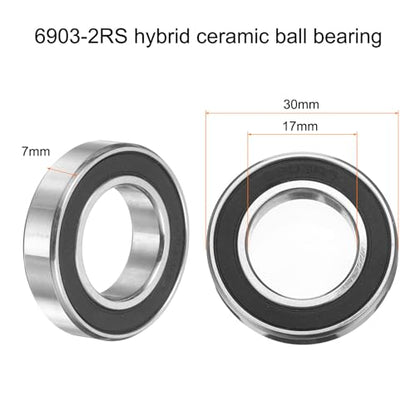 uxcell 6903-2RS Hybrid Ceramic Deep Groove Ball Bearings 17x30x7mm Si3N4 Silicon Nitride Balls Steel Rings Double Sealed Bearing for Motors, CNC Spindles (ABEC5) - size: 6903-2RS