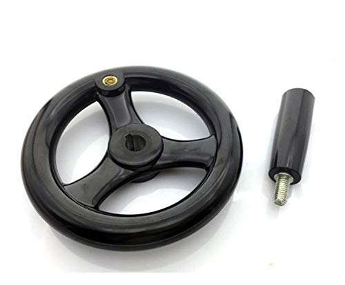 4.9 inch Dia Hand Wheel with Revolving Handle 3 Spoked, 12mm Center Hole Diameter - size: 125mm Dia.