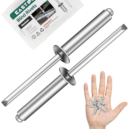 150 Pcs 3/16" x 1" Aluminum Blind Pro Rivets, 5 x 25mm Pop Rivets, 3/16 Rivet Aluminum Grip and Steel Mandrel - color: Silver, size: 3/16" x 1"