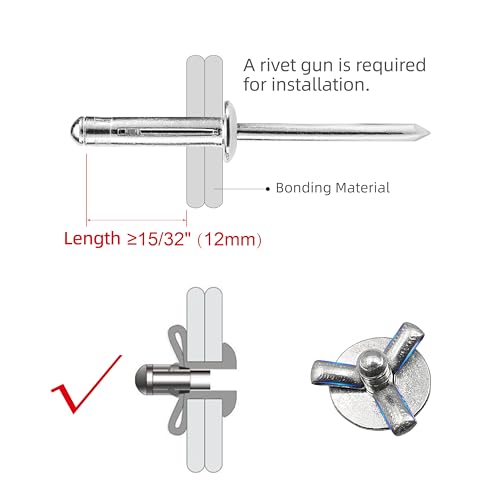 50Pcs Trifold Aluminum Exploding Blind Rivets, Silver, 1/4"x1" - color: Silver, size: 1/4"x1"