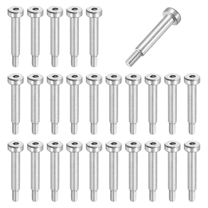 MECCANIXITY 26 Pcs 304 Stainless Steel Shoulder Bolt 5mm Shoulder Dia 25mm Shoulder Length M4x0.7 Thread Hex Socket Shoulder Bolts for Hydraulic Injection Molding Machinery Industries - size: 5mm x 25mm