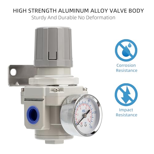 Mini Air Pressure Regulator 1/4" NPT, 0-150 PSI, Compact & Lightweight for Small Air Compressors, Nail Guns & DIY Projects - size: 1/4"NPT/AR2000-02