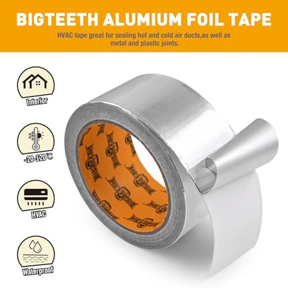 BIGTEETH Aluminum Foil Duct Tape Waterproof 2 inch x 22 Yards