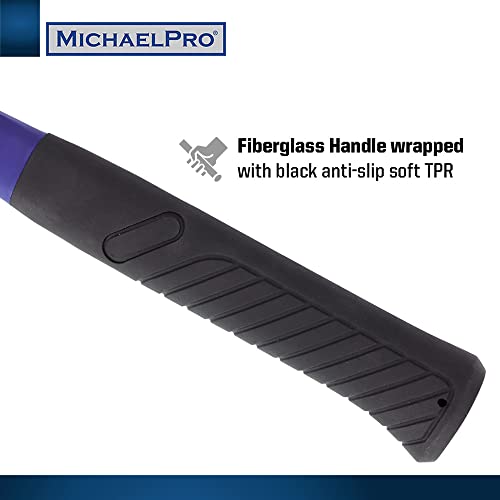 MichaelPro 16oz Ball Peen Hammer, Premium Forged Steel, Fiberglass Handle, Shock Resistant and Well-Balanced for a Comfortable Grip, Rust and Corrosion Proof - MP004007 - size: 16oz