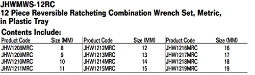 Williams MWS-12RC 12-Piece Metric Reversible Ratcheting Combination Wrench Set - size: 12-Piece, style: Ratcheting Combination Wrench Set