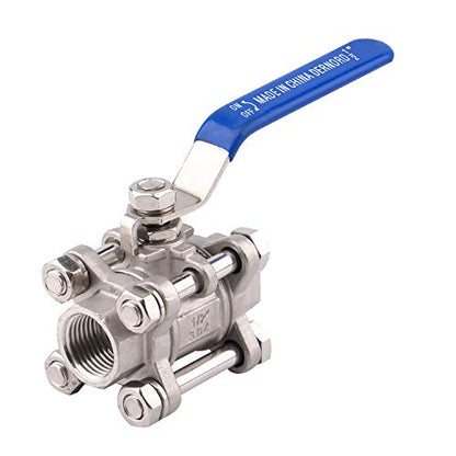 DERNORD Ball Valve 1/2 Inch NPT Threaded - Stainless Steel 304 Female 3 Piece Full Port - size: 1/2" NPT Female