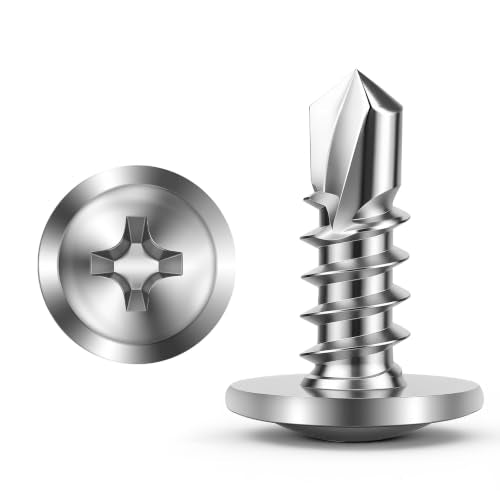Mellewell #8 x 1/2" Wafer Head Self Drilling Screws Wood Screws, Truss Head Fast Self Tapping Sheet Metal Screws, 410 Stainless Steel, 100 PCS - color: Silver, size: #8 x 1/2"