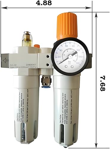 1/2" NPT Tire Changer, Water Oil Separator, Inline Pressure Regulator with Pressure Gauge for Tire Changer, Max. 145psi, with Connectors & Mounting Accessories