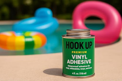 HOOK UP Vinyl Cement – Waterproof Pool Liner Repair Glue for Vinyl & PVC, Fast-Drying Flexible Contact Cement for Inflatables, Air Mattresses, Boats, Tarps, Hot Tubs & Pool Patch Repairs (16 oz) - size: 16 oz