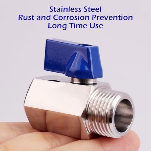 2 Pack Mini Ball Valve,3/8" NPT Female and Male Thread Shut-Off Valve - size: 3/8" NPT
