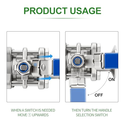 TAISHER 1PCS 304 Stainless Steel 1" Tube OD 3PC Sanitary Ball Valve 1.5" Tri Clamp 50.5MM Ferrule Flange - size: 1" OD（3PC）