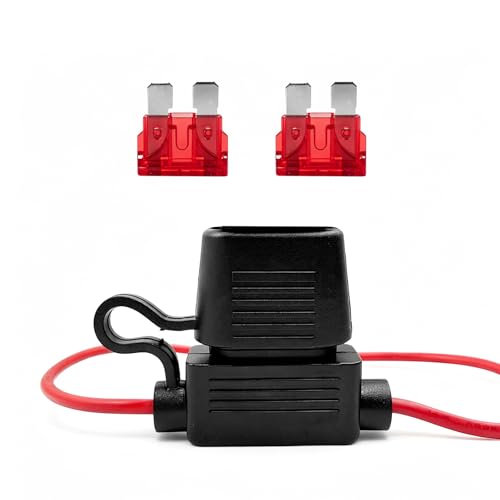 2 PCS Inline Fuse Holders, 10A 18AWG ATC/ATO Standard Vehicle Blade Fuses & Holders Kit, Waterproof Inline Fuse Block for Car Truck Marine Golf Cart, Car Accessories - color: 18AWG
