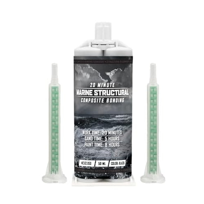 Marine Structural Adhesive 20 Minute Marine Structural & Composite Bonding Adhesive Kit - 3 (50ml) Cartridges, 12 Mixing Tips & 1 Dispenser Gun