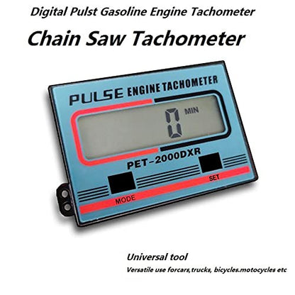 Gexmil Handheld Digital Induction Chainsaw Tachometer, 2 Stroke 4 Stroke Small Engine Tachometer, LCD Display Tach Gauge for Chainsaw Lawnmowers Gasoline Engine Timed in Minutes