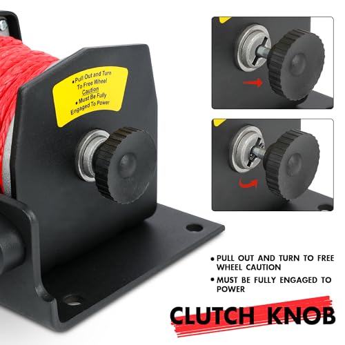 XPV AUTO 2500lbs Synthetic Winch with Remote Control & Mounting Plate ATV UTV Towing Trailer Winch Off-Road - color: Black, size: 2500lb. synthetic with rmote