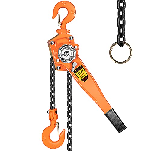 SPECSTAR Lever Chain Hoist 3/4 Ton 1650 Lbs Capacity 5 Feet with 2 Heavy Duty Hooks, Chain Come Along for Warehouse Building Automotive Machinery - style: 3/4 Ton 5FT