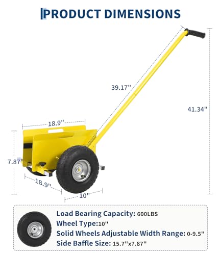 Garvee Panel Dolly with Extended Handle, 660 LBS Capacity, Heavy Duty Drywall Cart with 10" Solid Rubber Wheels, Panel Cart for Sheetrock Plywood & Doors Transport - color: Yellow