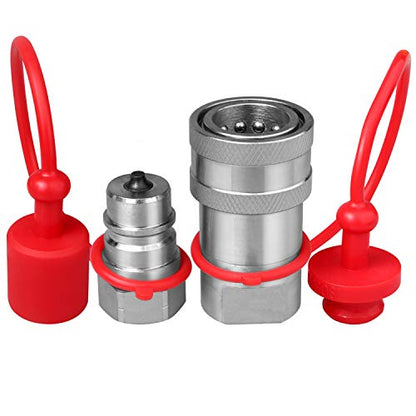 3/8" Ag ISO 5675 Pioneer Hydraulic Quick Connect Couplers with Dust Caps - size: 3/8" NPT Thread + 3/8" ISO 5675 Body