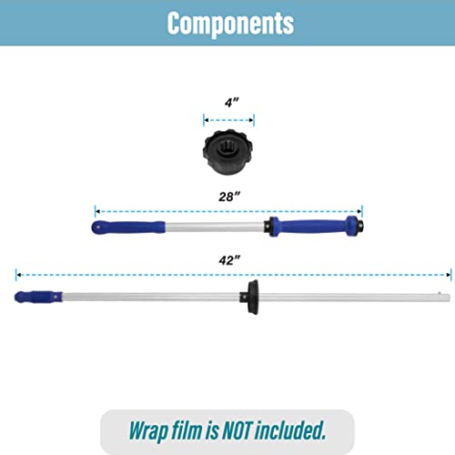 [LITE DELIGHT] Heavy Duty Aluminum Stretch Film Dispenser - Extra Long 50.5"-58" Adjustable Handle with Revolving Grip for Ergonomic Pallet Wrapping - Fits 18" Rolls