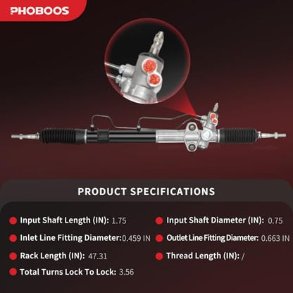 PHOBOOS Hydraulic Power Steering Rack and Pinion Fit for Mitsubishi Montero - size: 26-2165