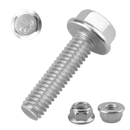 EASTLO 5/16-18 x 1-1/4" Flange Hex Bolts & Nylon Lock Nuts, 304 Stainless - size: 5/16-18 x 1-1/4