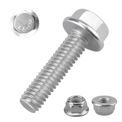 EASTLO 5/16-18 x 1-1/4" Flange Hex Bolts & Nylon Lock Nuts, 304 Stainless - size: 5/16-18 x 1-1/4