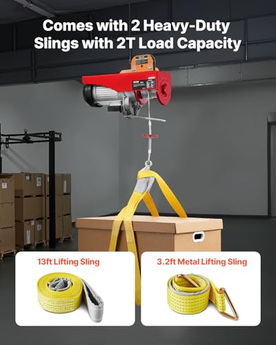 VEVOR 2200lbs Electric Hoist with Wireless Remote Control,110v Electric Hoist with Remote Control, 40ft/20ft Lifting Height & Motor, for Garage Warehouse Factory - size: 2200lbs Wireless