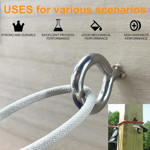 M6 20 Pcs 304 Stainless Steel Screws Eye,2.56 Inch Screw Self Tapping Eye,Load Bearing 200LB, Duty Eye Bolt for Wood Securing Cables Wire,Indoor & Outdoor Use (20, M6 2.56 Inch) - size: M6 2.56 Inch