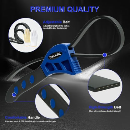 2-Piece Heavy-Duty Strap Wrench Set Upgrade, 4" to 6" Diameter - color: Blue