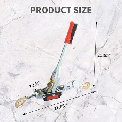 4 Ton/8800lbs Come Along Winch, Dual Gear Power Puller, Heavy Duty Hand Puller with 2 Hooks Steel Cable & Anti Skid Handle,Automotive Hoist Winch Puller for Moving Boats,Construction,Transport - size: 4T/8800LBS