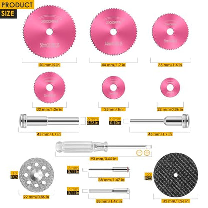 44 Pcs Pink Cutting Wheel Set Compatible with Plastic for Rotary Tool - color: Pink